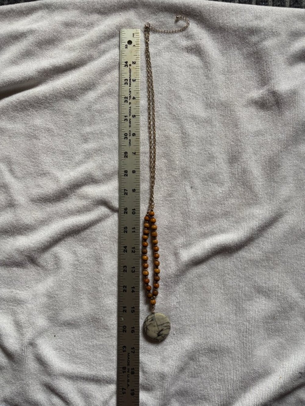 Natural Stone Pendant Necklace 40g 30" - Picture 4 of 4